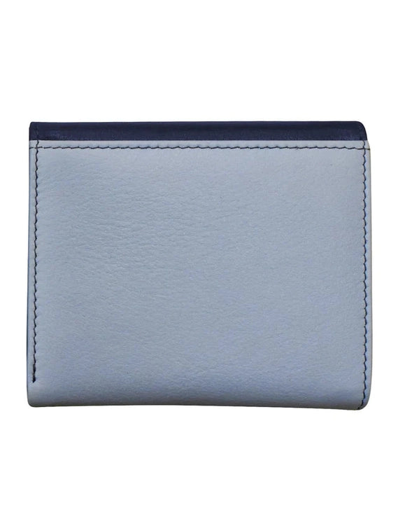 Wallet Tri Fold Classic Navy/ Chambrey Arch Flap 2 Tone Rfid Protected 6233