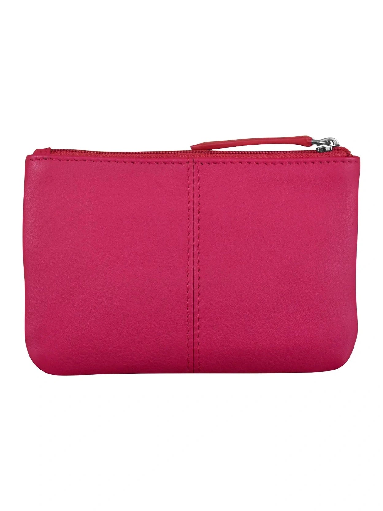 Wallet Coin Purse Indian Pink Leather 2 Zipper Pockets With Key Ring Rfid Protected 6413