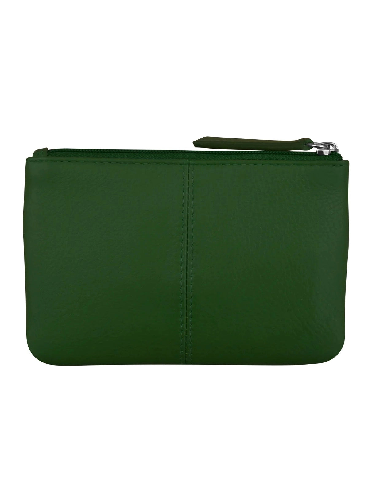 Wallet Coin Purse Hunter Green Leather 2 Zipper Pockets With Key Ring Rfid Protected 6413
