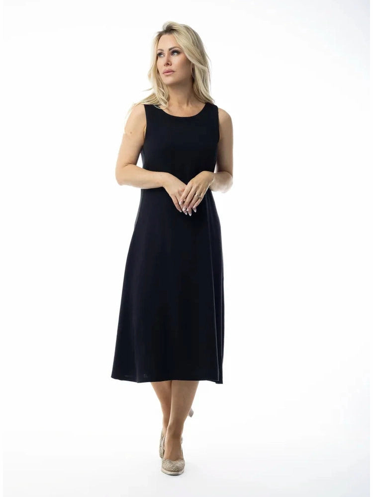 Dress Long Pullover Black Sleeveless 646-5128
