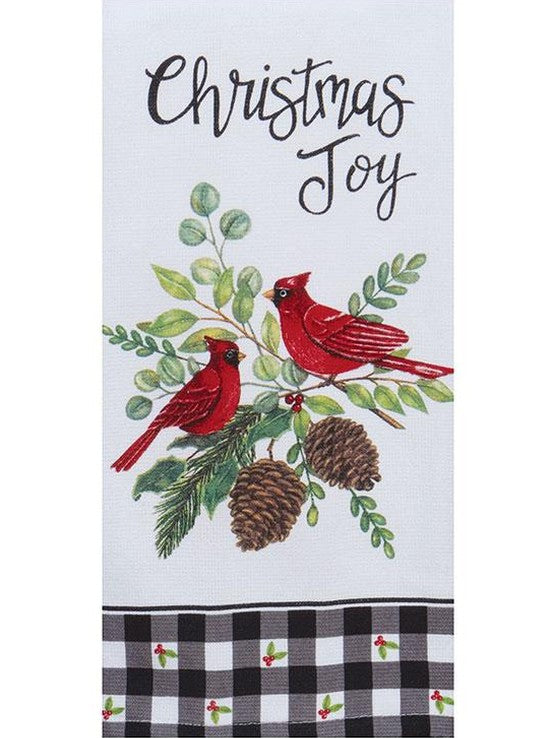 Tea Towel Christmas Joy Red Cardinal Dual Purpose Terry H7107