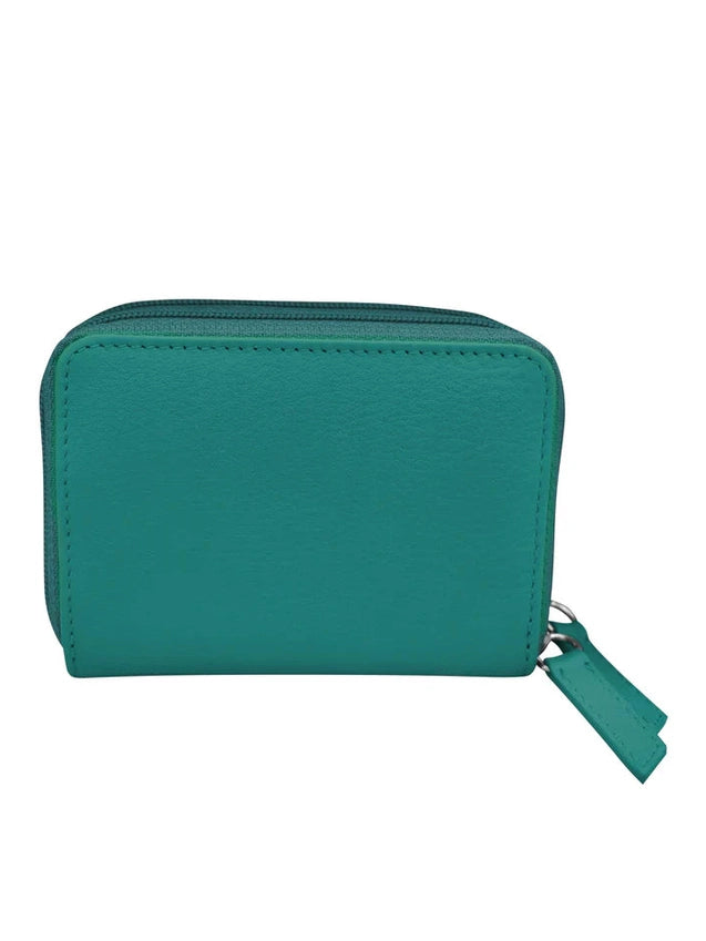 Wallet Double Zip Aqua Accordion Card Case 6714