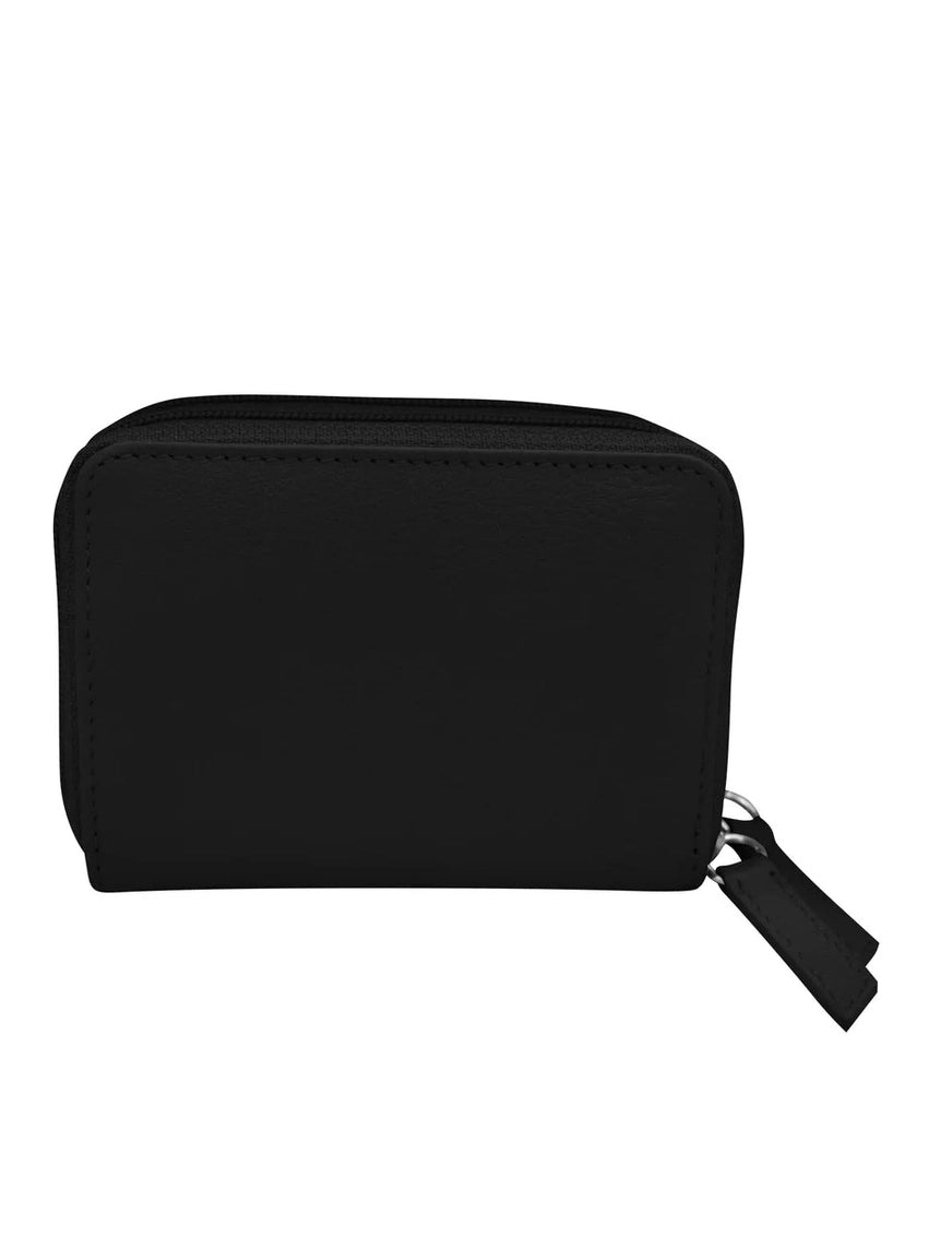 Wallet Double Zip Black Accordion Card Case 6714