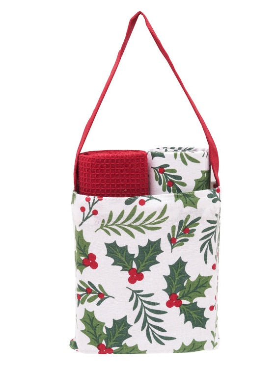 Towel Bag Set 3pc Christmas Holly Spring Berry C46026001