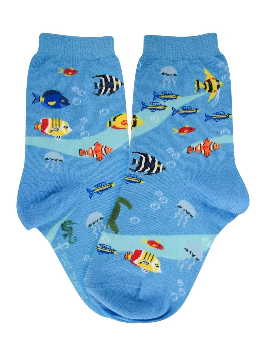 Kid's Socks Two Sizes Available Aquarium Blue 7023