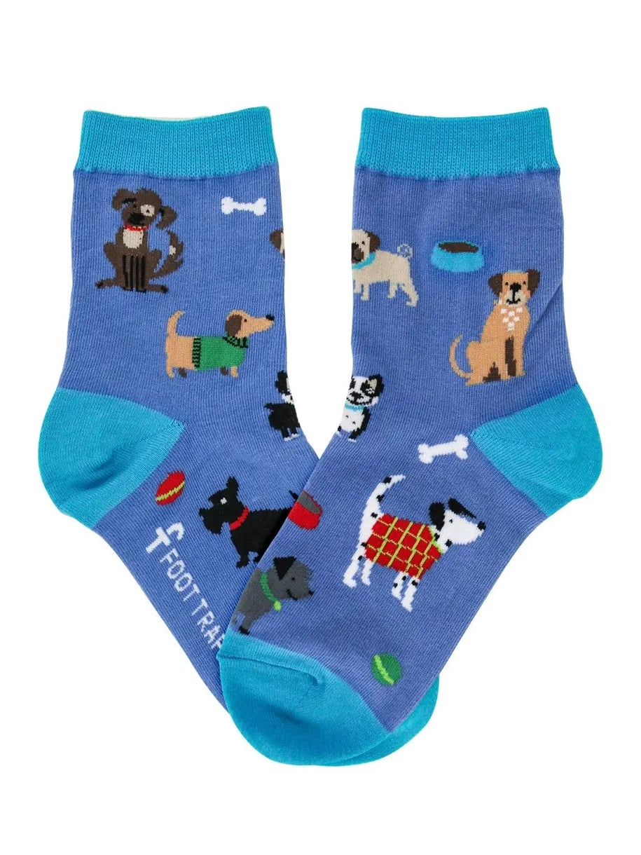 Kid's Socks Two Sizes Available Dogs Blue 7032