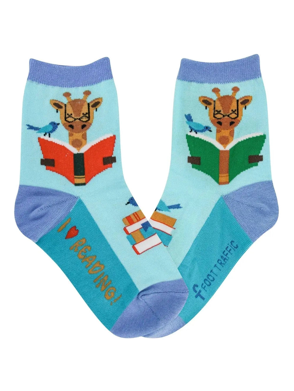 Kid's Socks Two Sizes Available I Love Reading Light Blue 7033