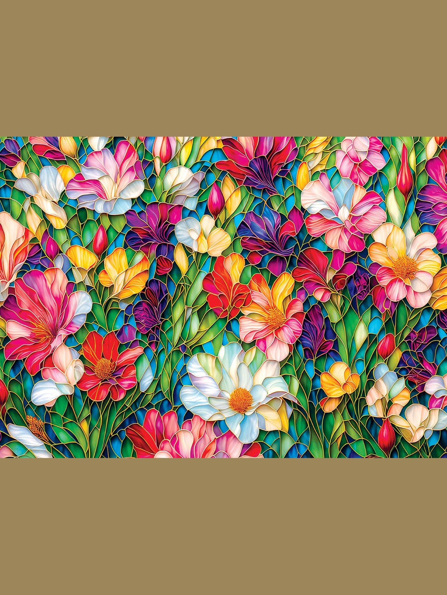 Puzzle 1000 Pc Stained Glass Flowers In Bloom 7250
