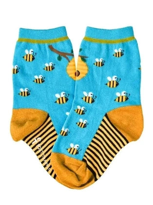 Kid's Socks Two Sizes Available Bee's Blue/Yellow 7063