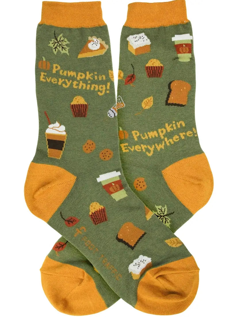 Women's Sock Pumpkin Everything Green/Orange 7067