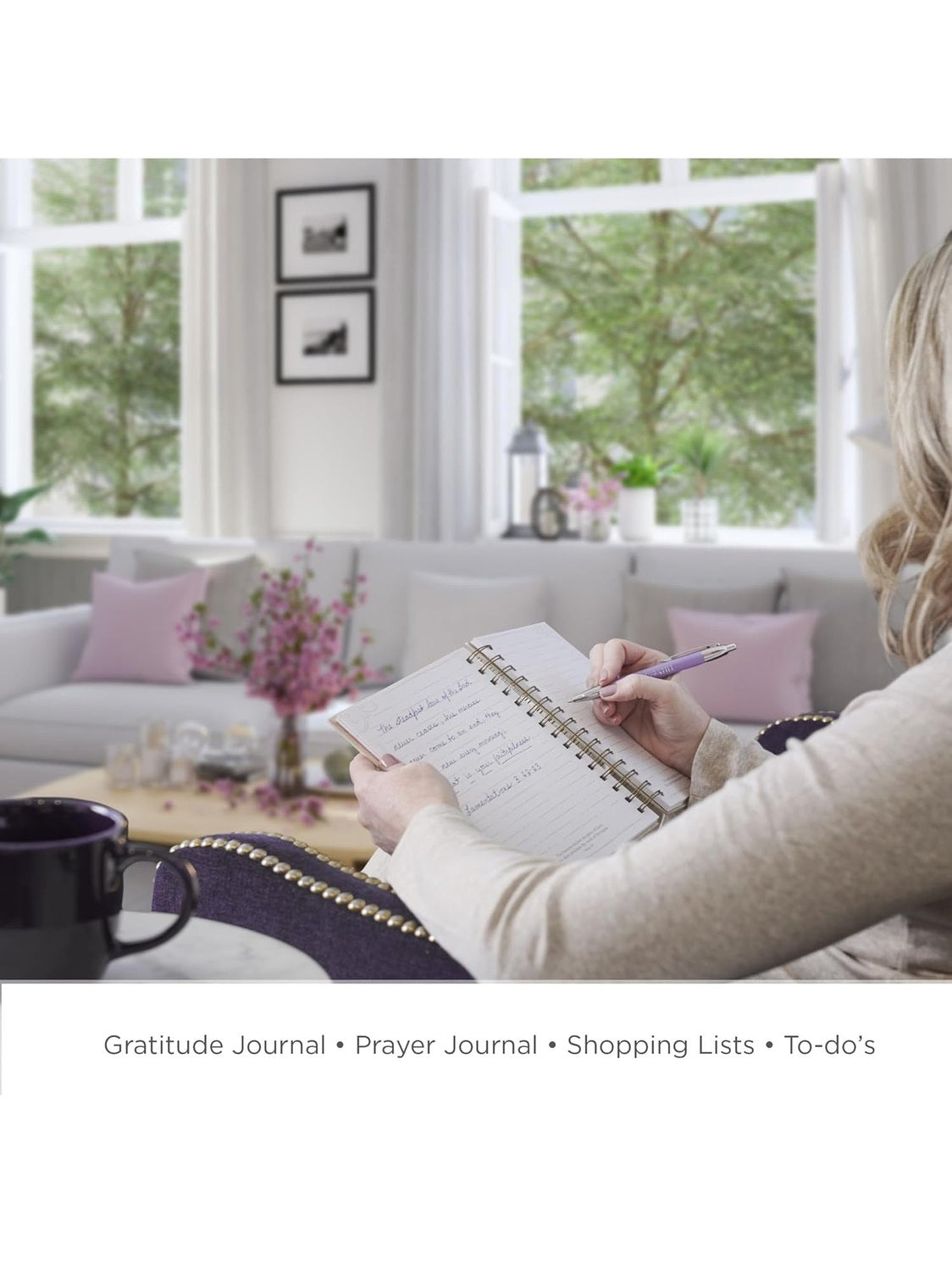 Book Journal Spiral Bound Strength & Dignity Purple Hummingbird Jlw189