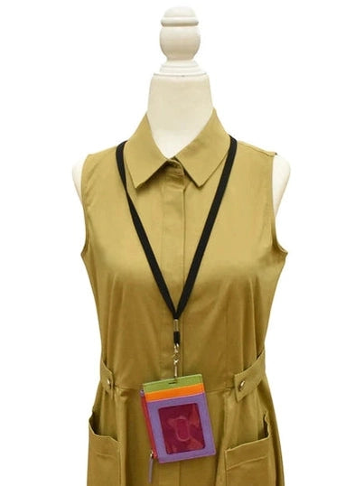 Wallet I.D. Holder Vertical Zipper With Lanyard Palm Beach Leather RFID Blocking 7118