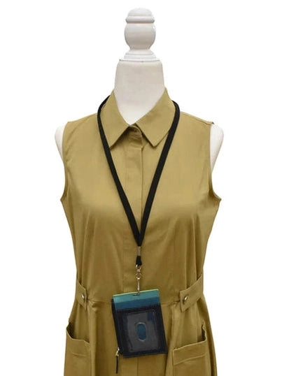 Wallet I.D. Holder Vertical Zipper With Lanyard Serenity Multi Leather RFID Blocking 7118