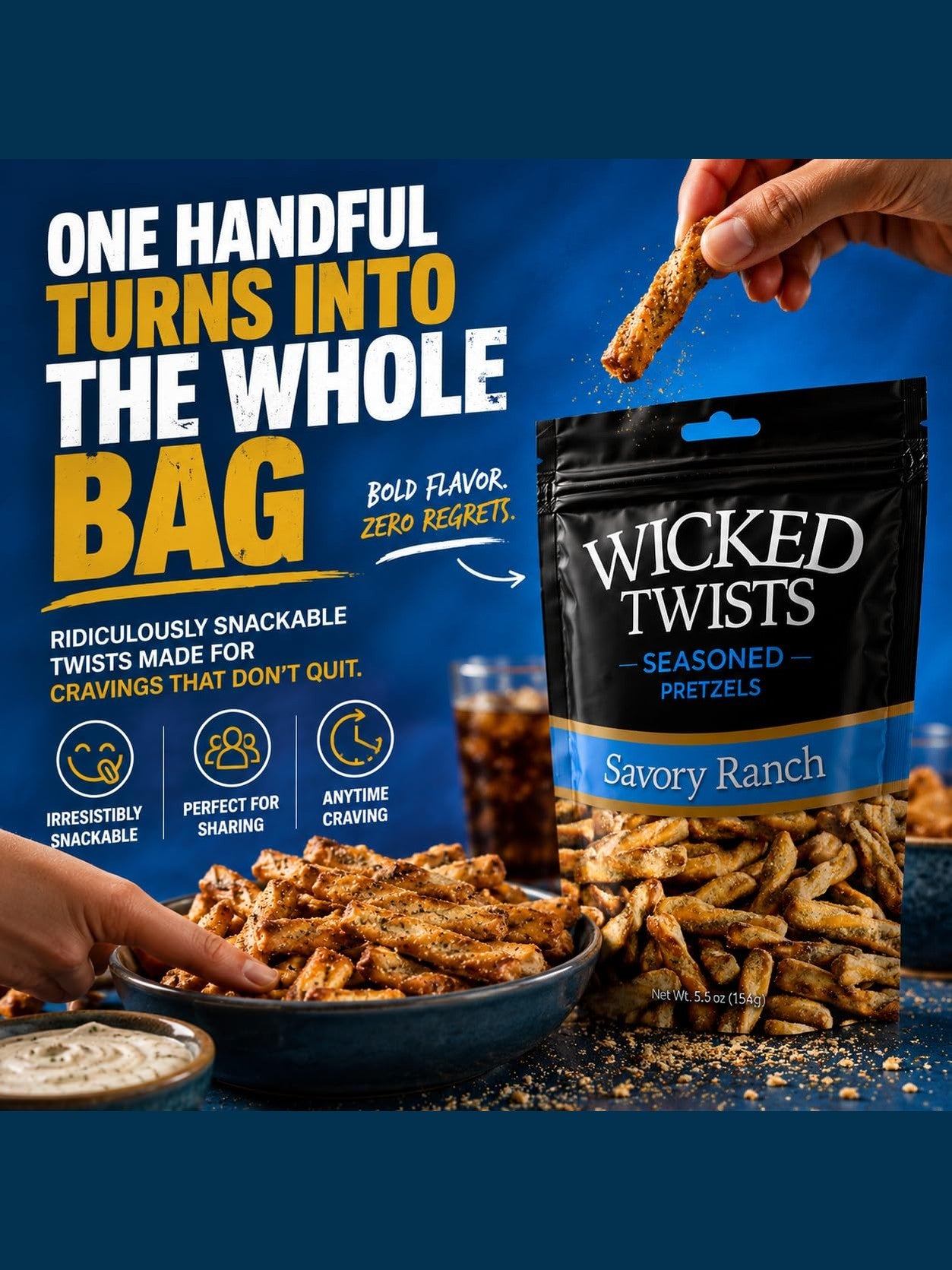 Wicked Twists Savory Ranch Seasoned Pretzels Psr1205