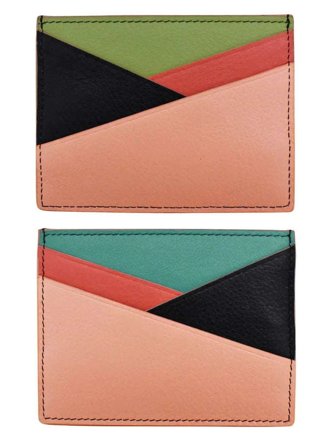 Card Holder Asymmetric Peach Multi Leather RFID Blocking 7173