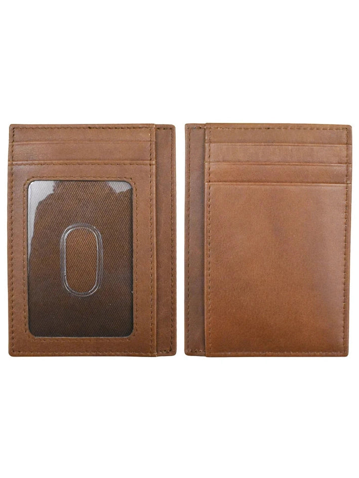 Id Card Case Antique Saddle Brown Leather 7176