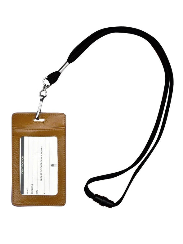 I.D. Badge Holder Lanyard Antique Saddle Leather RFID Blocking 7200