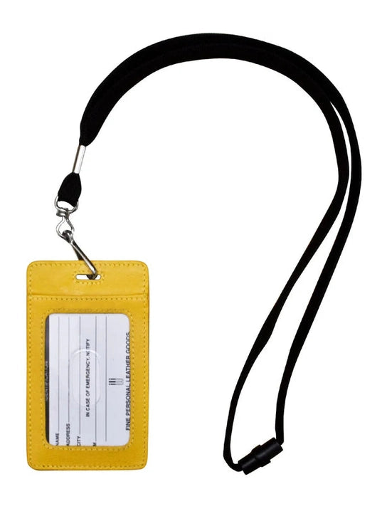 I.D. Badge Holder Lanyard Yellow Leather RFID Blocking 7200