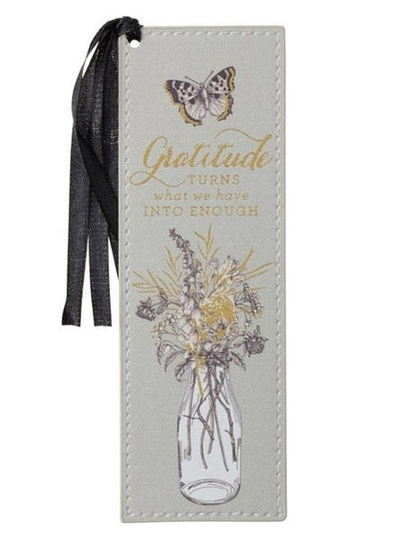 Bookmark Gratitude Grey Faux Leather Bmf147