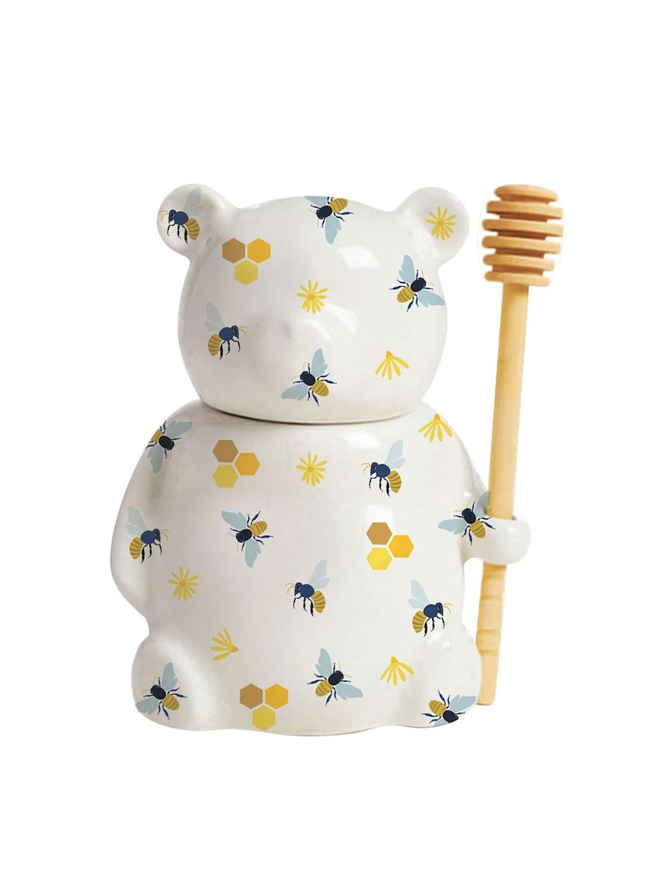 Honey Jar Ceramic Bear With Dipper Set 721287