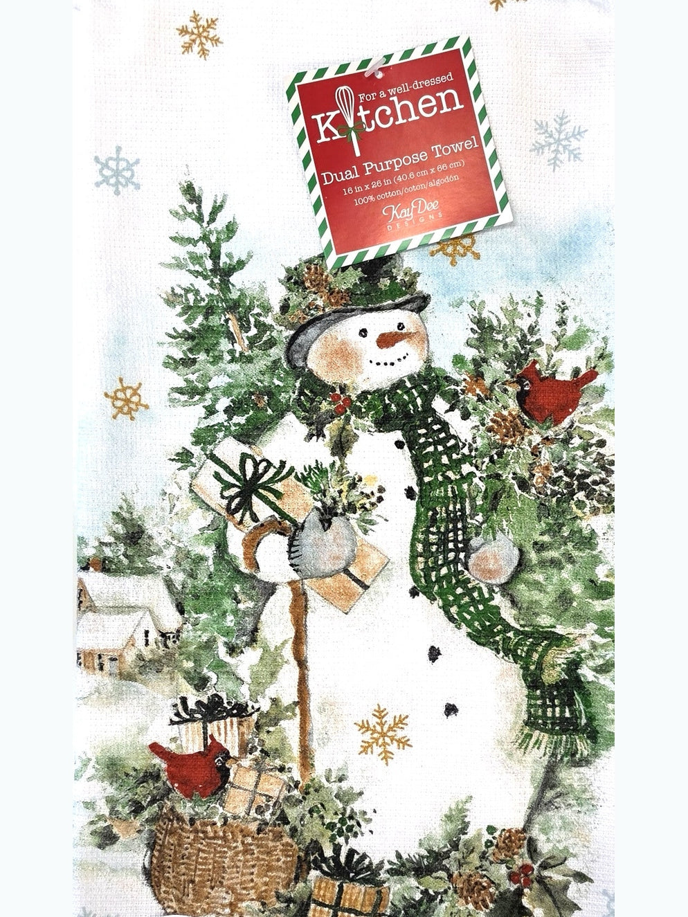 Tea Towel Green/White Sage Christmas Santa Dual Purpose Towel H8337