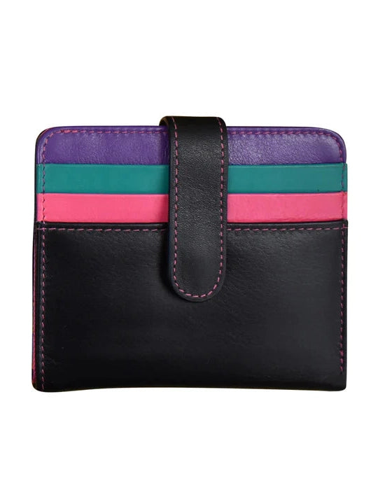 Wallet Small Bifold Black Brights Leather RFID Blocking 7301