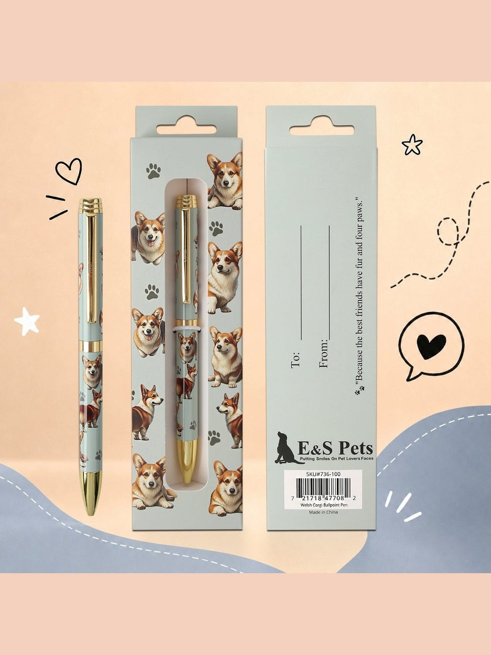 Pen Ball Point Welsh Corgi Gift Boxed 736-100