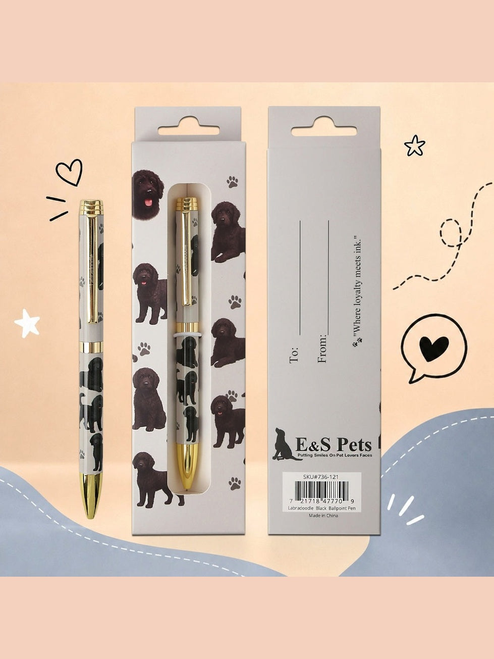 Pen Ball Point Labradoodle Black Gift Boxed 736-121
