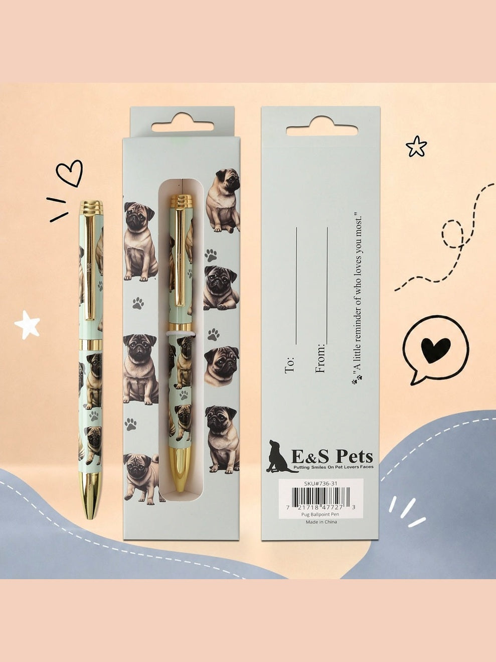 Pen Ball Point Pug Gift Boxed 736-65