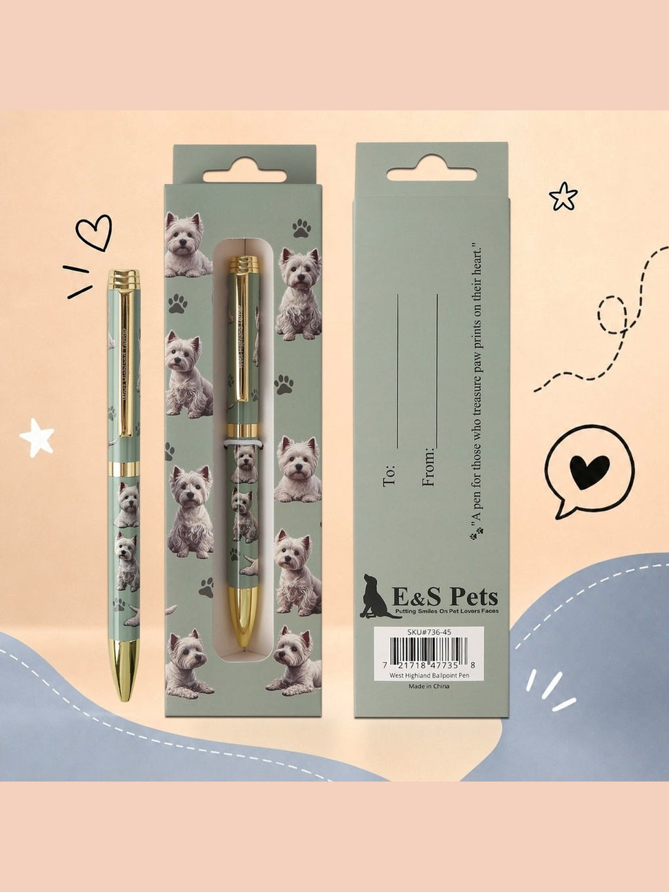 Pen Ball Point Westie Gift Boxed 736-45