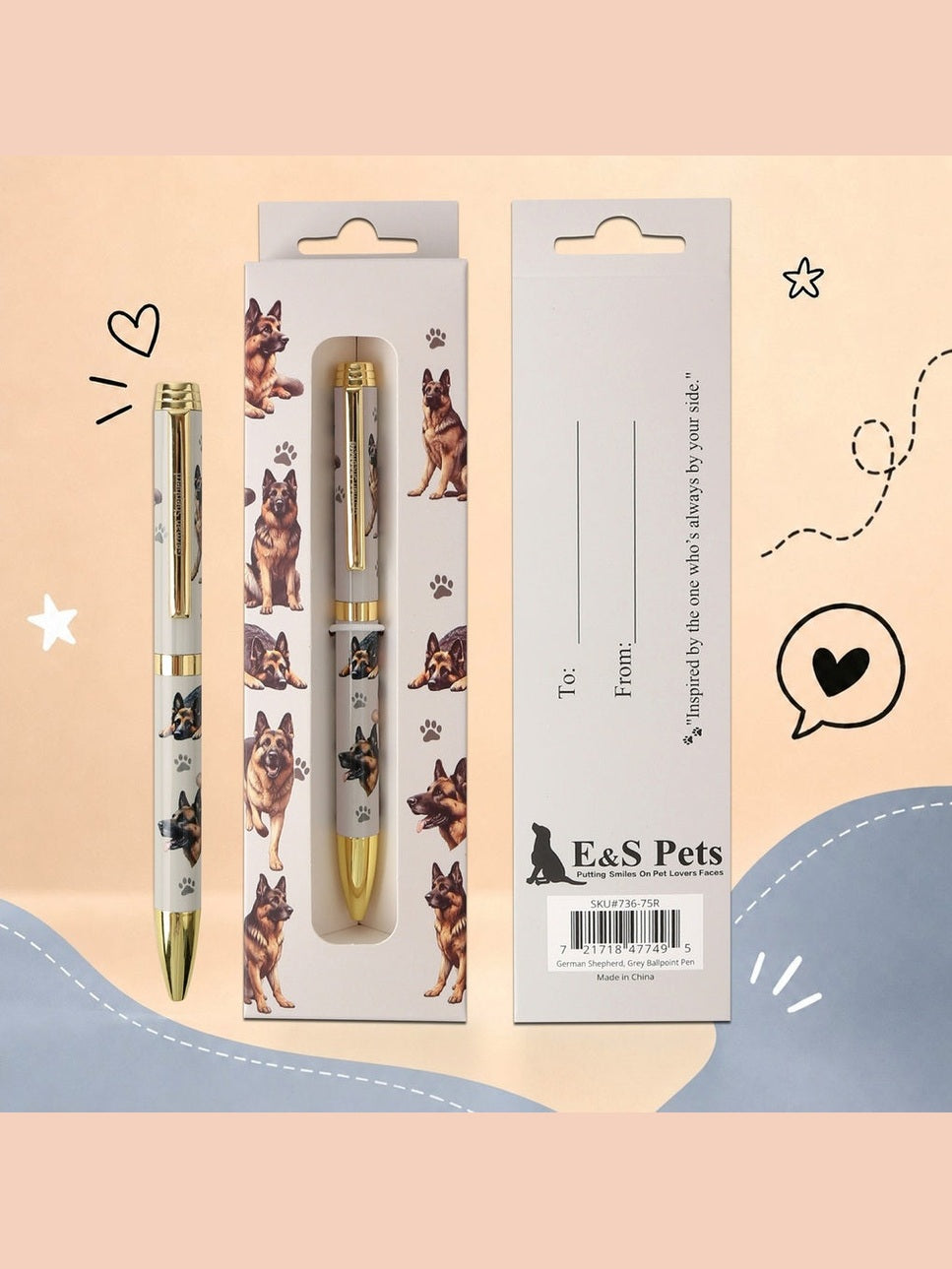 Pen Ball Point German Shepherd Grey Gift Boxed 736-75R