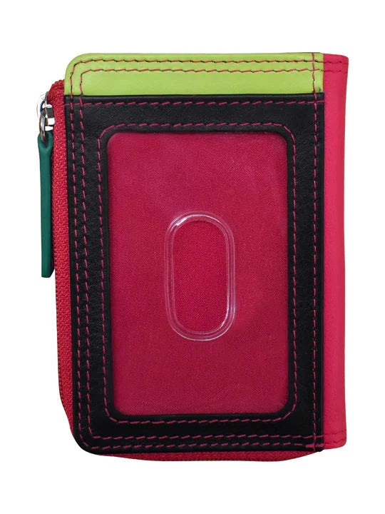 Credit Card Holder Vertical Split Black Brights Leather RFID Blocking 7411