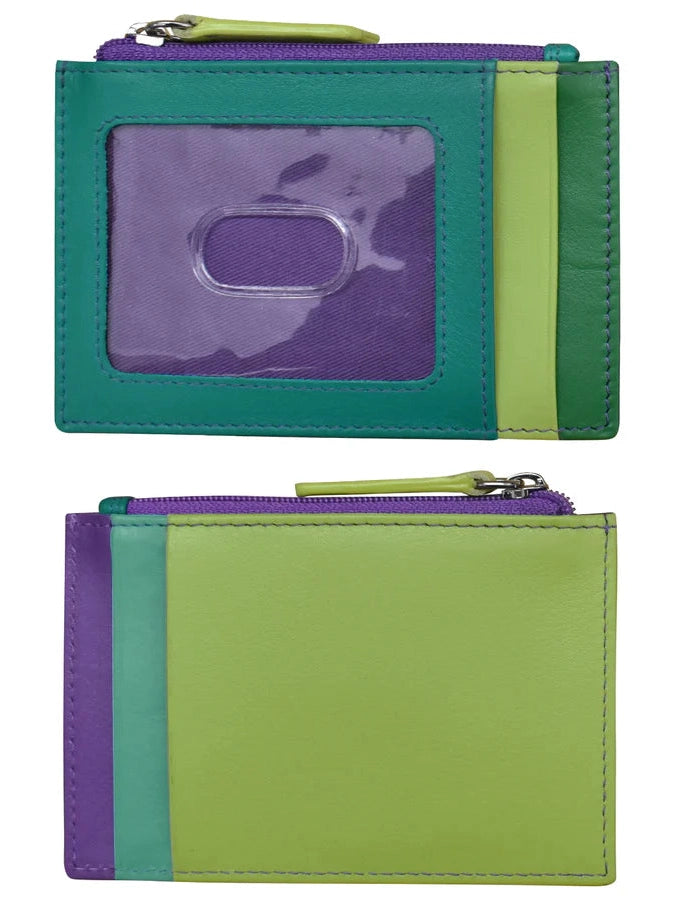 Card Holder Zip I.D. Card Case Cool/Tropic Leather RFID Blocking 7416