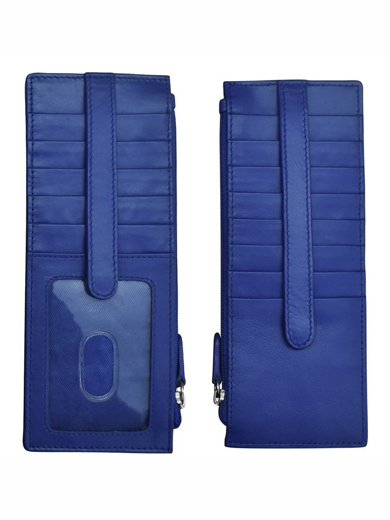 Cobalt Blue-Leather Double Sided Long Credit Card Holder