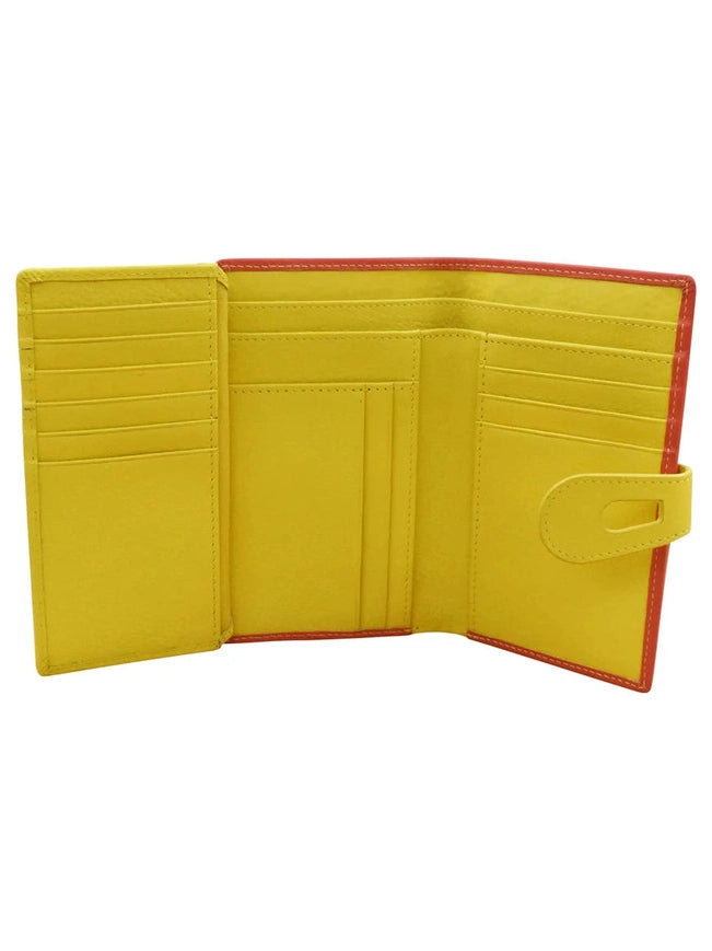 Wallet Midi With Cut Out Tab Coral/Sunshine Leather RFID Blocking 7813