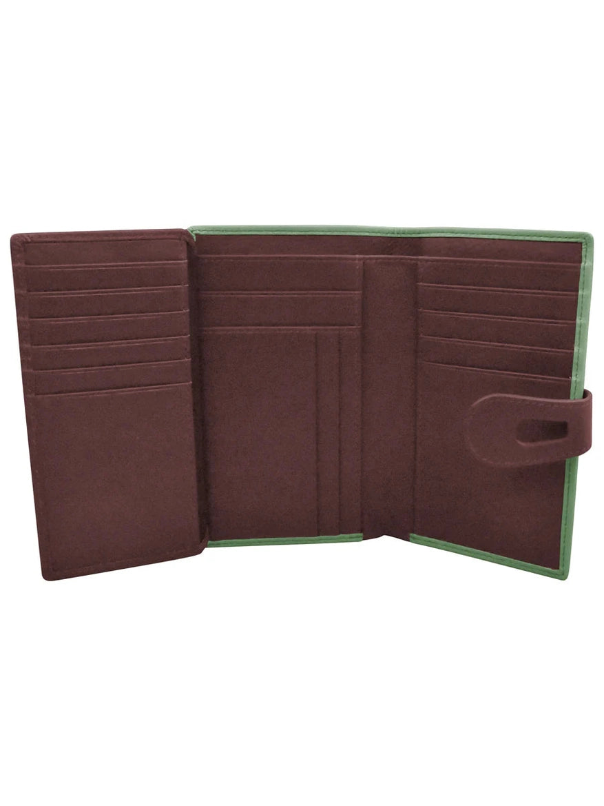 Wallet Midi With Cut Out Tab Sage/Egp Leather RFID Blocking 7817