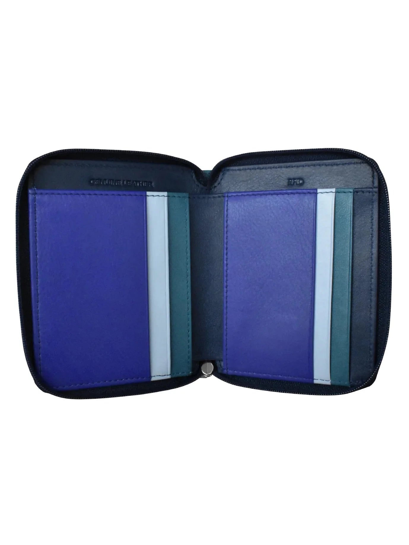 Wallet Denim Multi Small Zip Rfid Leather 7858