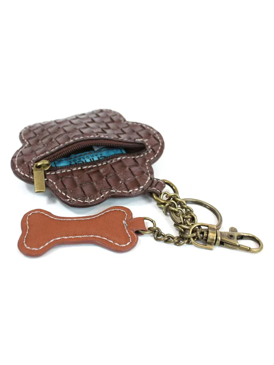 Coin Purse / Key Fob Teal Paw Print 806Ppo