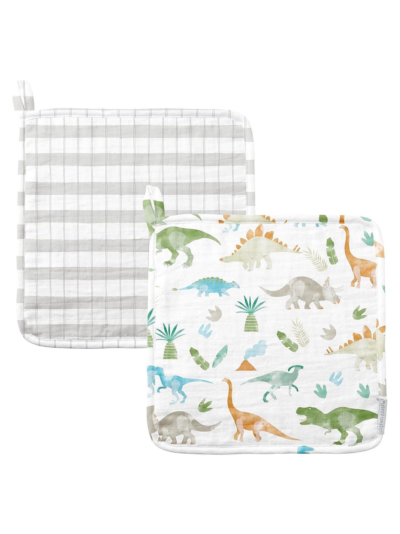 Washcloth Muslin 2pk Dino Children's Sj-1241-59