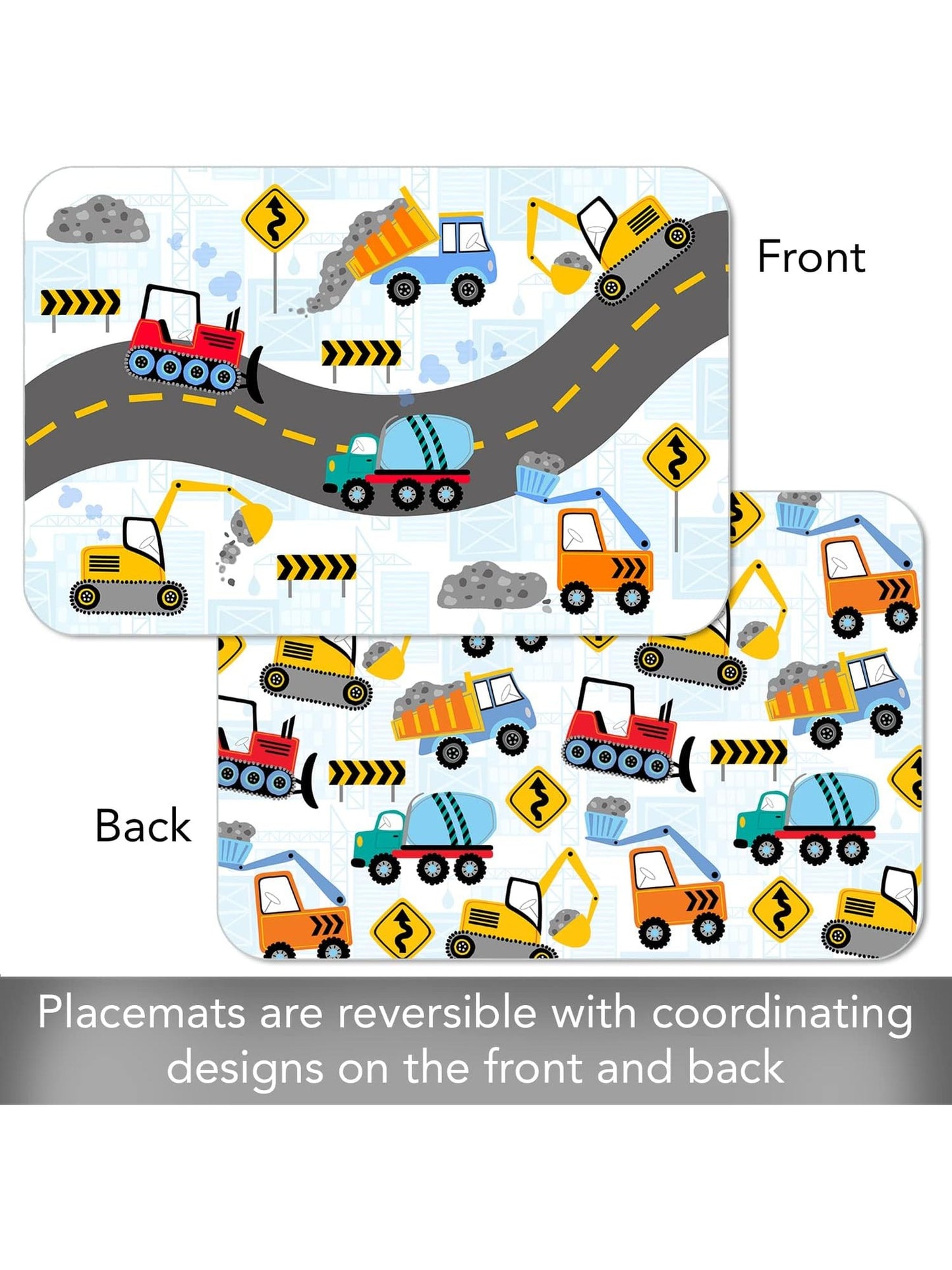 Reversible Placemat 11x17" Kids Construction Trucks 174-00136