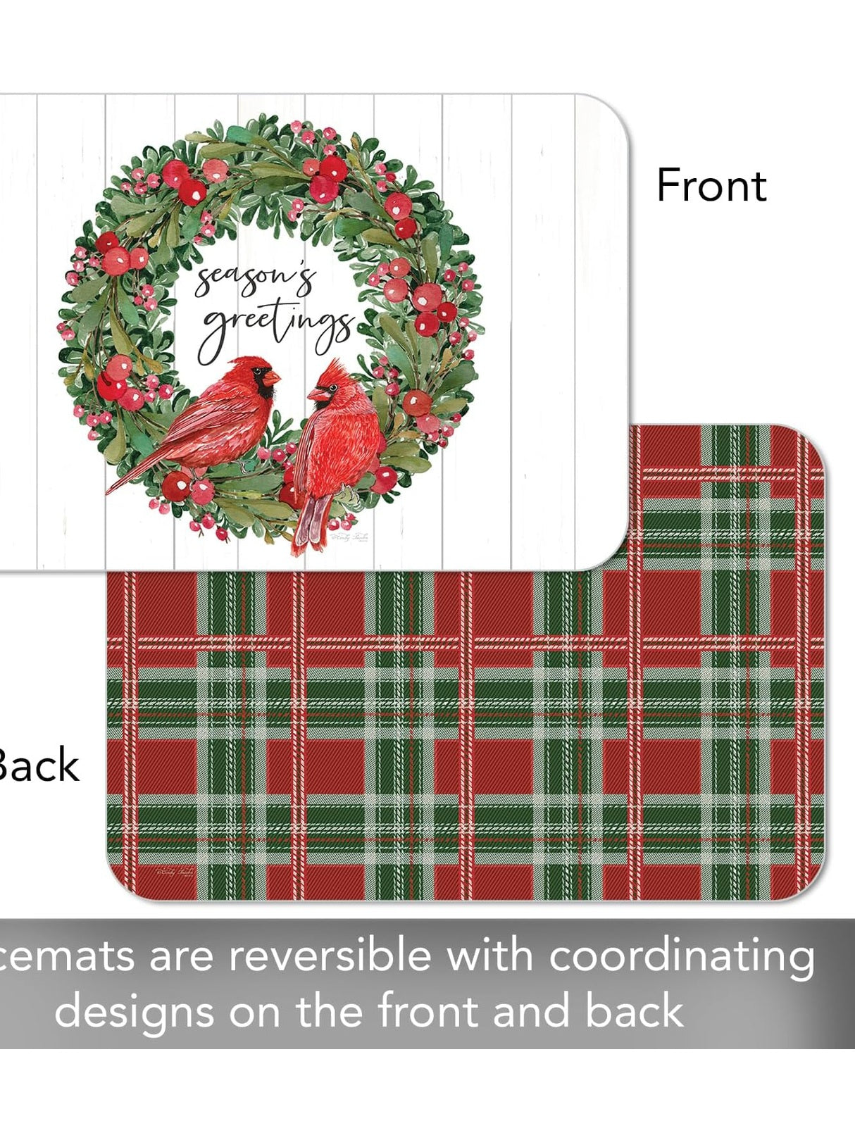 Counter Art-Reversible Placemat 11x17" Country Christmas Wreath 174-00423