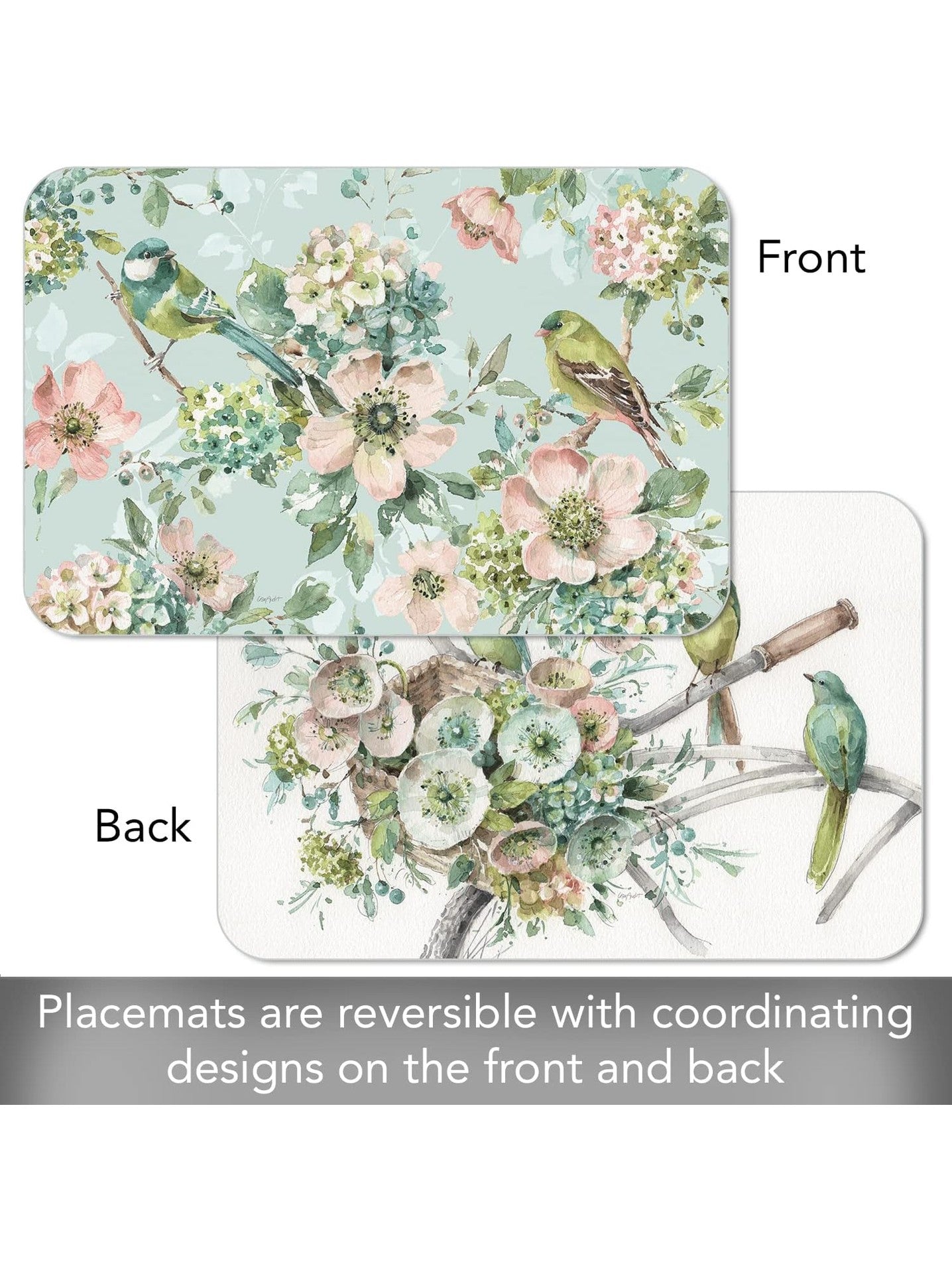 Reversible Placemat 11x17" Mint Crush Bird 174-00163