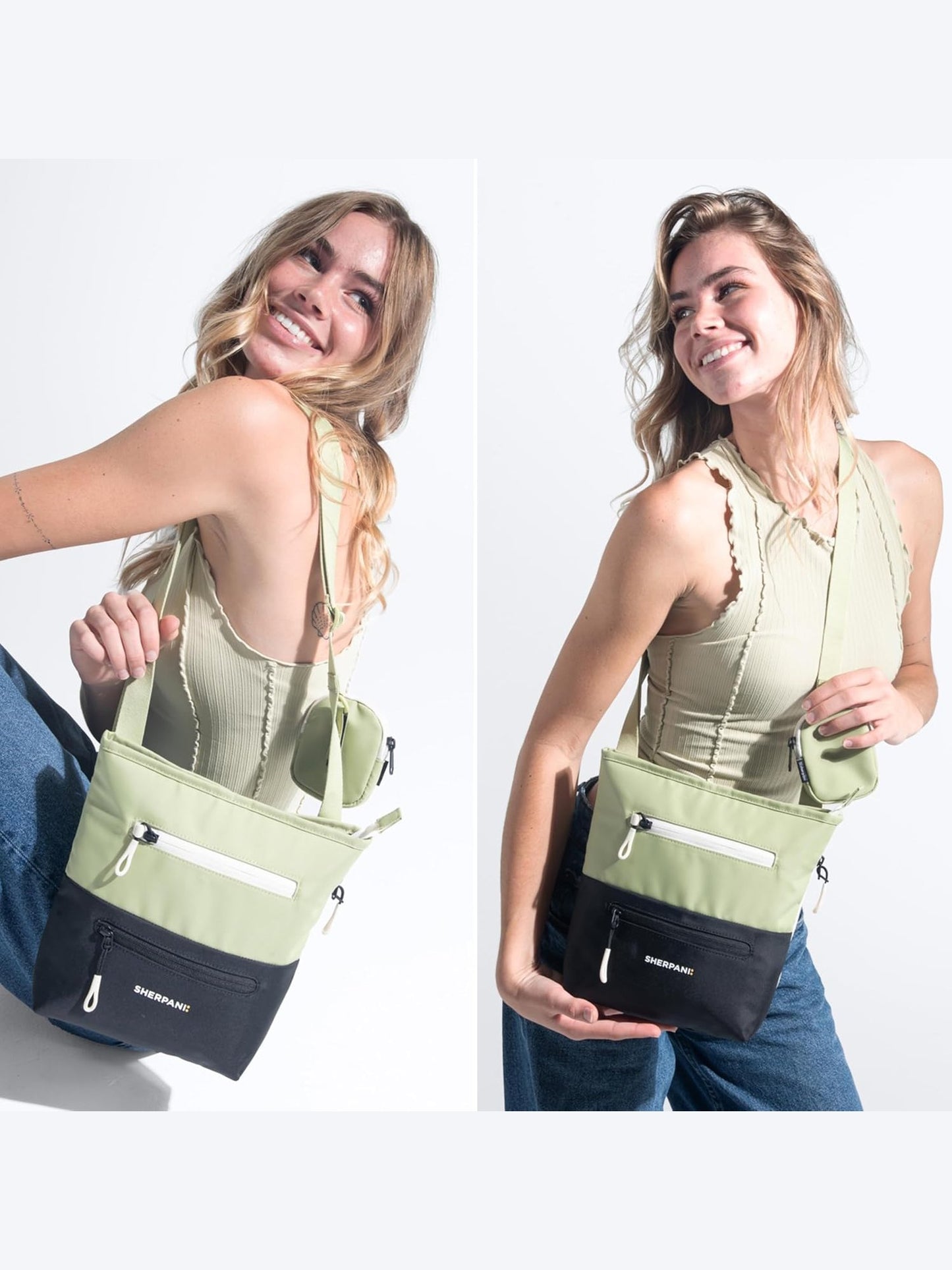 Crossbody Bag Sadi Palm Removeable Coin Purse Green/Black ss26
