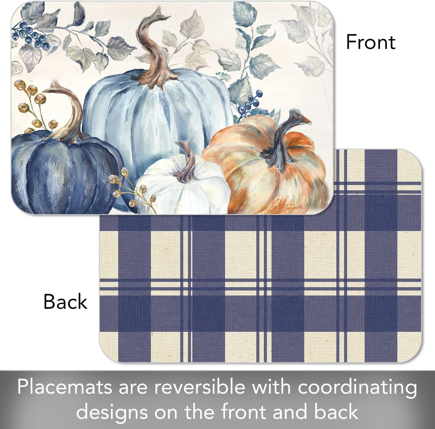 Reversible Placemat 11x17" Pumpkin Blues 174-00191