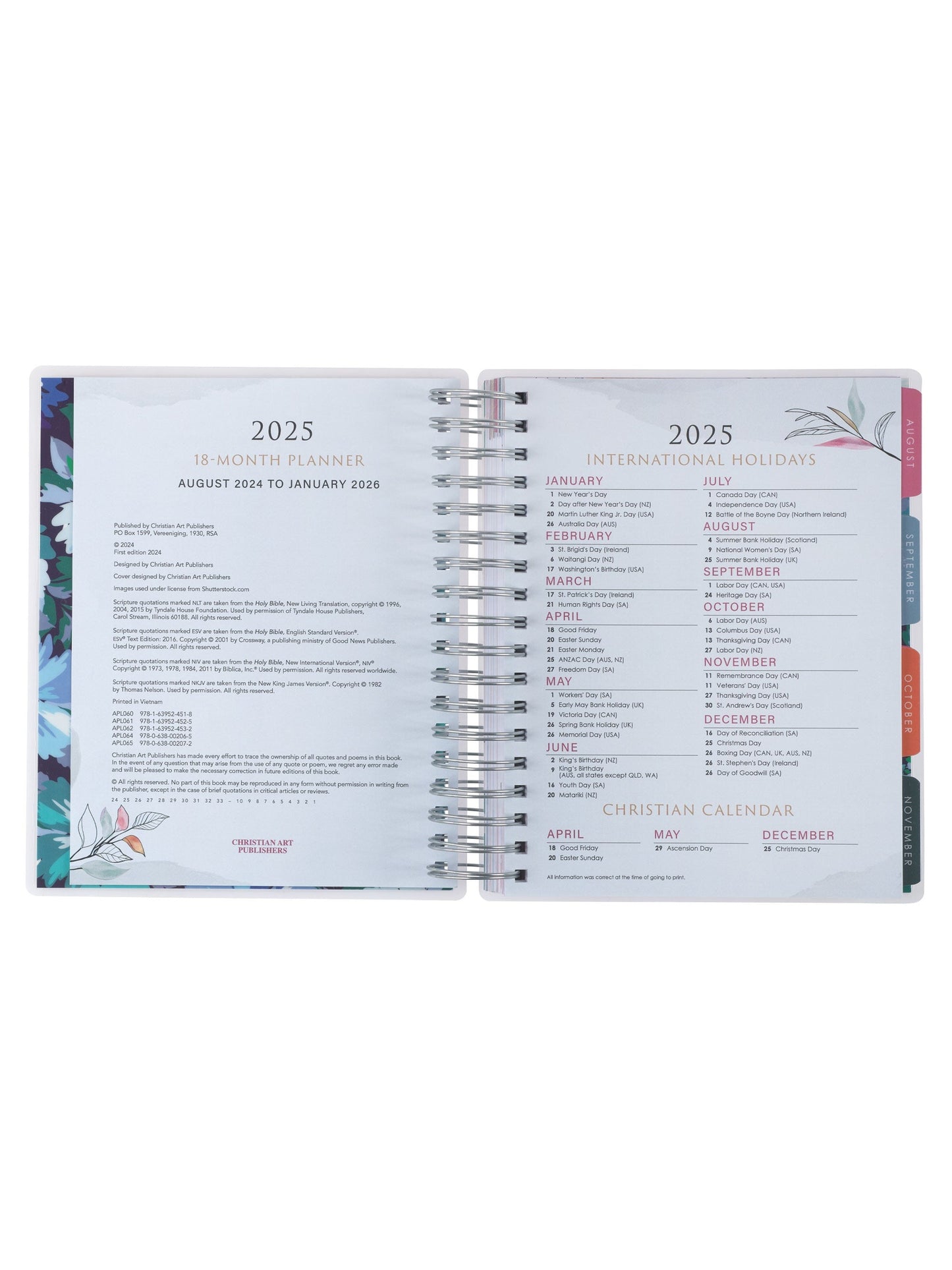 Book Planner Spiral Bound 18 Month 2025 Strength & Dignity Apl060