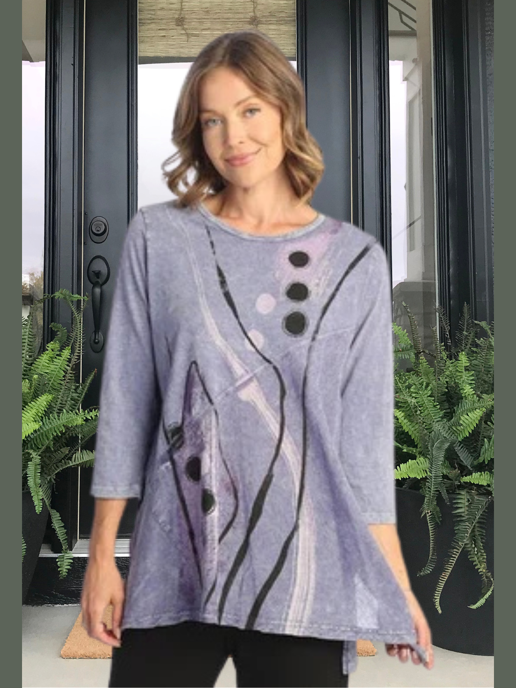 M62-1817 Women's Top - Purple - 100% cotton and Linen