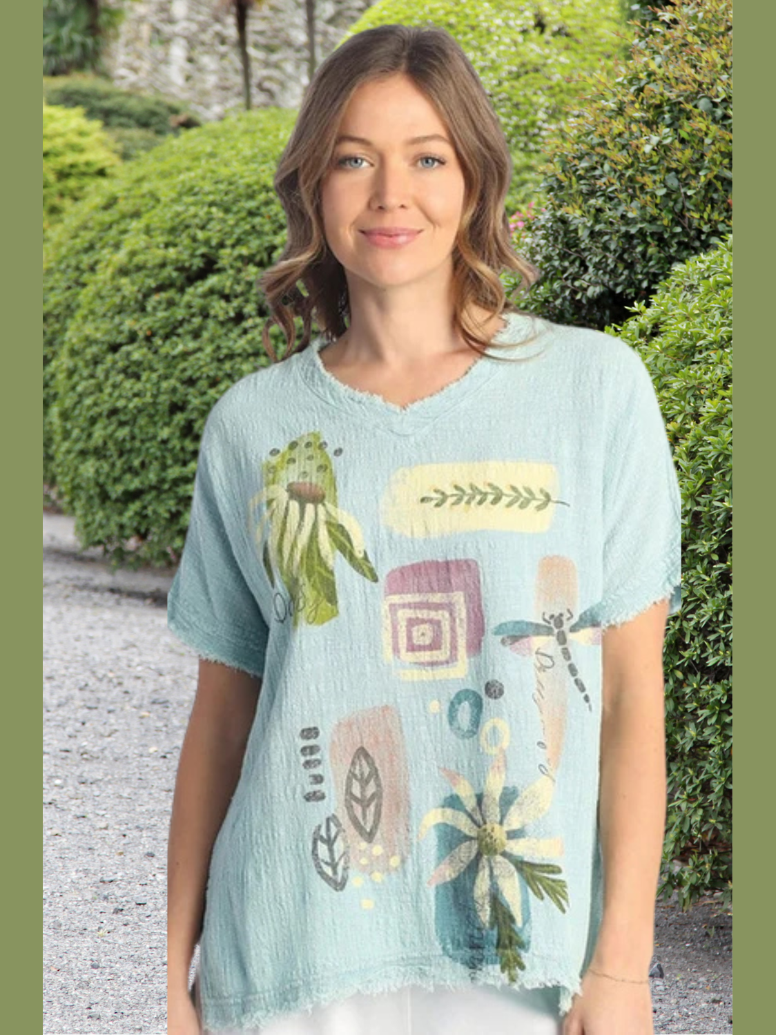 M92-1822 Mint Verano Mineral Gauze Top - Razberry Threads