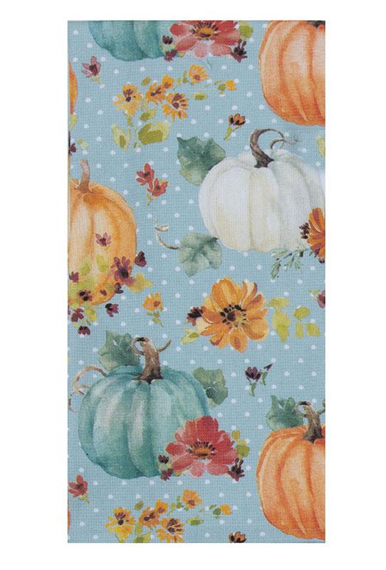 Tea Towel Pumpkin Toss Autumn Flowers Dual Purpose Terry H6863