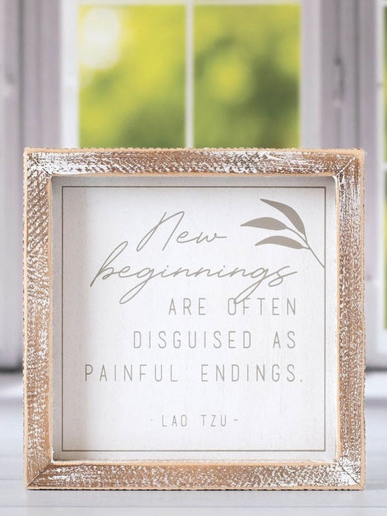 Wood Framed Picture New Beginnings 7X7" 15765