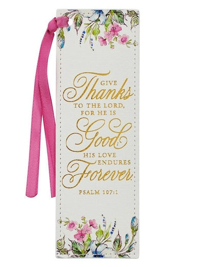 Bookmark Give Thanks Floral Faux Leather Bmf096